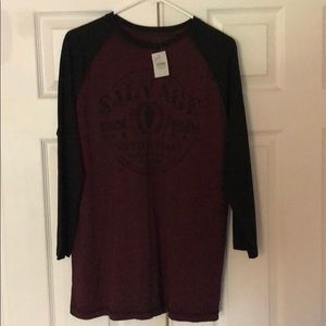 Men's Raglan Long Sleeve Shirt - Maroon/Black